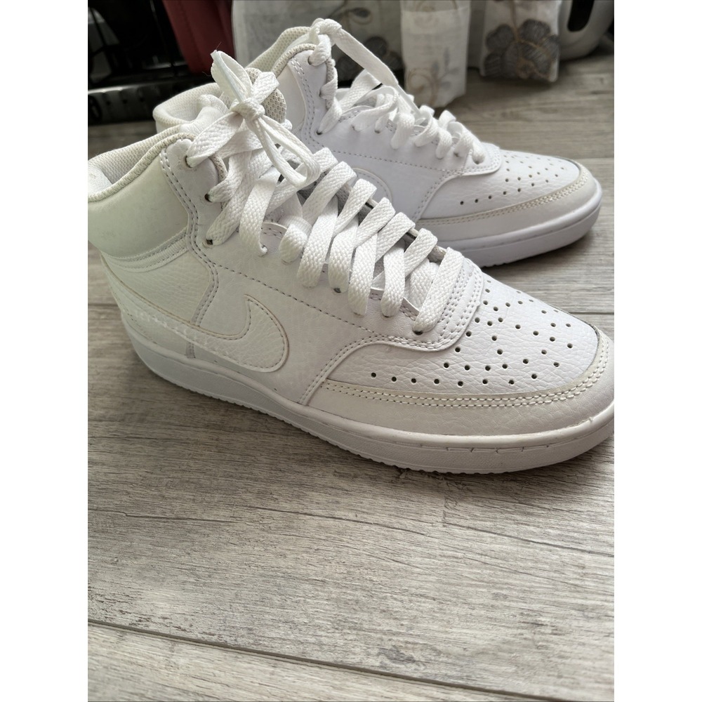 Nike Women's Court Vision Mid Sneaker, White/White/White, Size 6 US